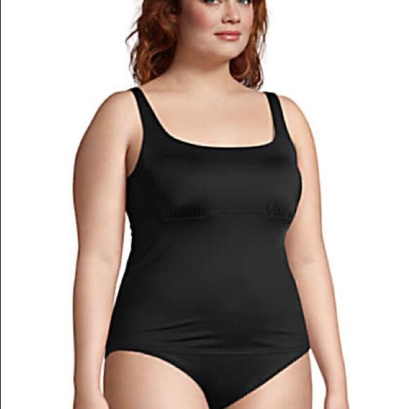 Land’s End Plus standard Tummy Control Square Neck Land’s underwire tankini top - Picture 3 of 13